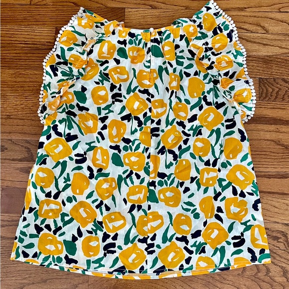 THML Yellow Green Black White Floral Ruffle Sleeve Top Blouse Women’s Medium NWT - Picture 10 of 10